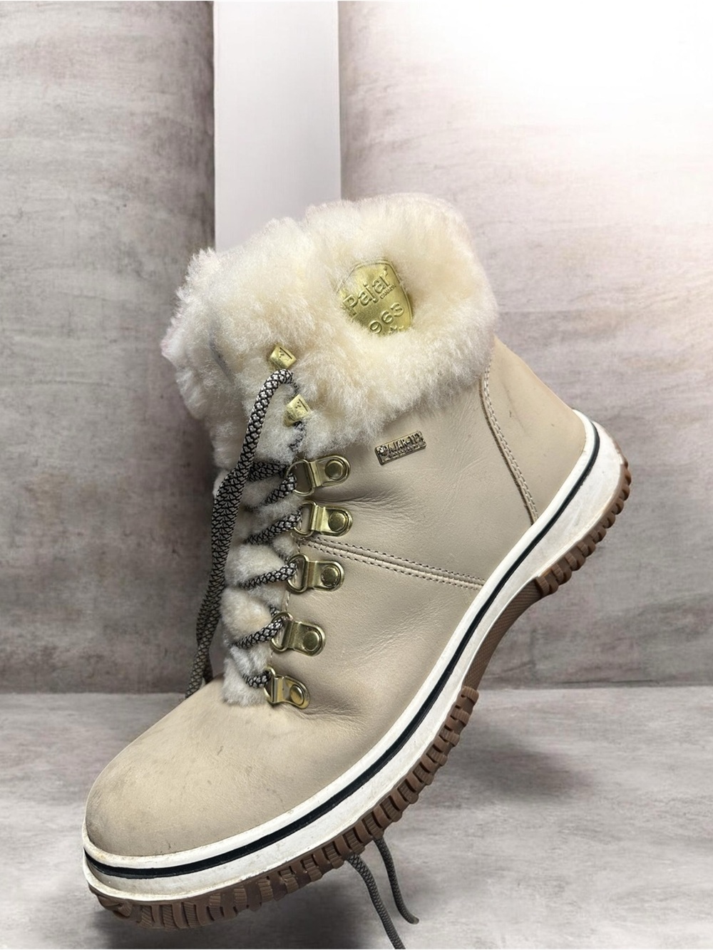 Women’s Pajar-Tex waterproof Cream Faux-Fur Winter Ankle Boot